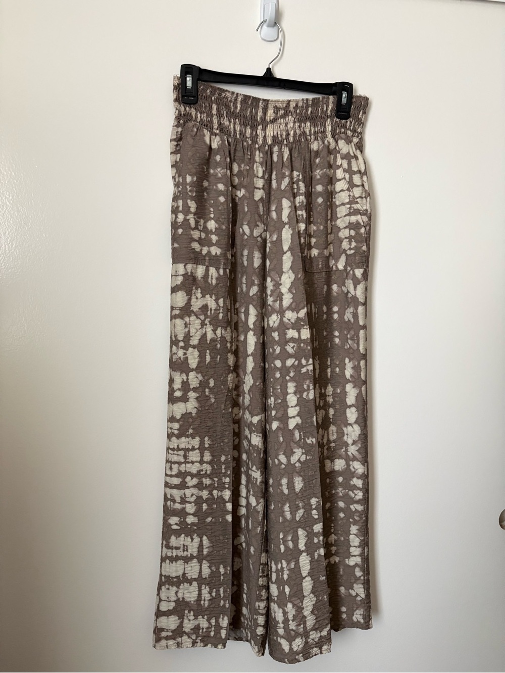 Simply Vera Vera Wang Taupe & Cream Wide-Leg Tie-Dye Pants